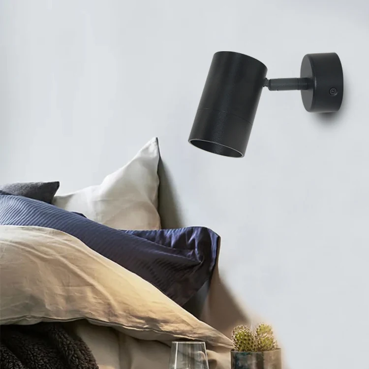 Aluminum housing modern gu10 mr16 black white led bedside lamp bedroom light wall lamps lights