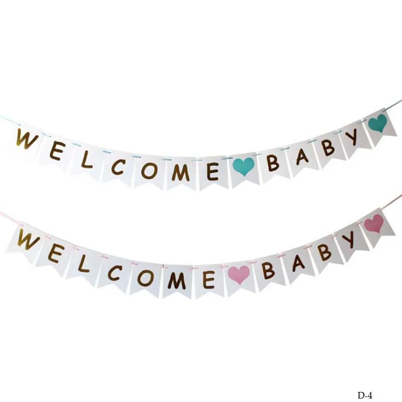 Welcome baby gender reveal banner with blue card and can do OEM order for gender reveal party supplies