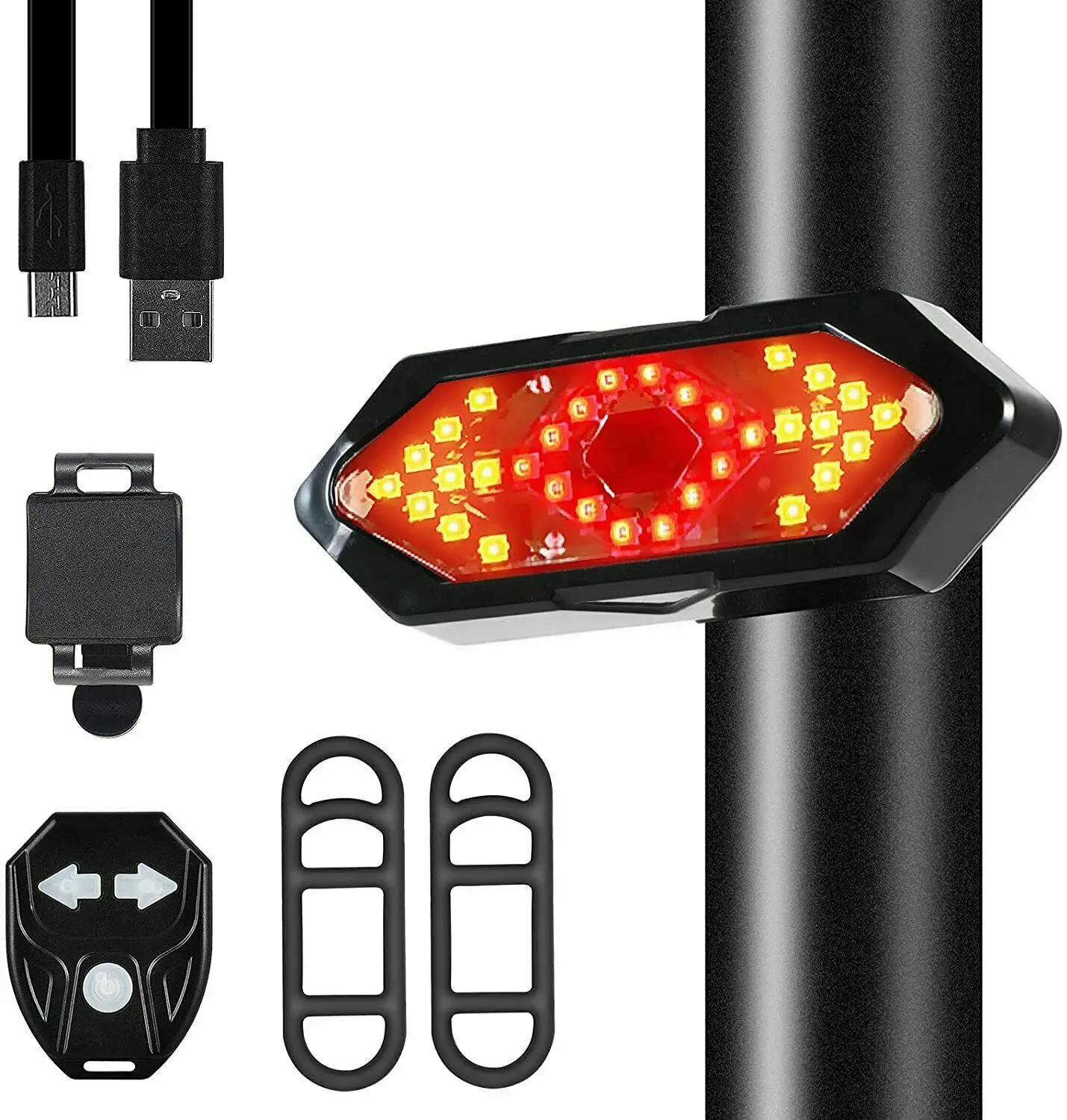 Bicycle Tail Light Turn Signals Brake Light Rechargeable IP65 Bike Rear Safety Warning Taillight