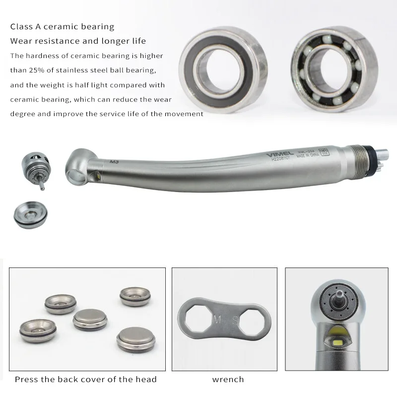 Air Turbine handpiece with  E-Generator MAX plus type Titanium Gold high speed LED dental handpiece