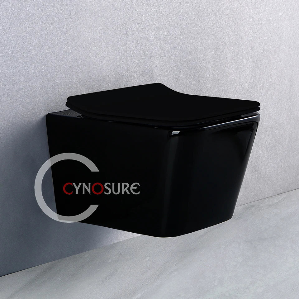 Wholesale Wall Backed Toilets Glossy Black Sanitary Ware Wc Toilet Bowl Wall Mounted Bathroom Toilet