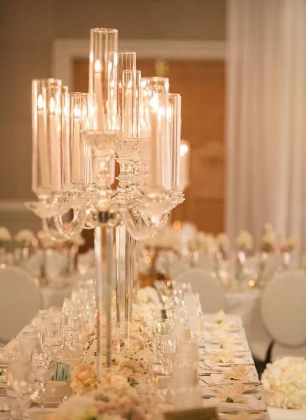 MH-TZ059 Crystal Candelabra crystal table chandelier glass cylinder centerpieces crystal wedding candelabra