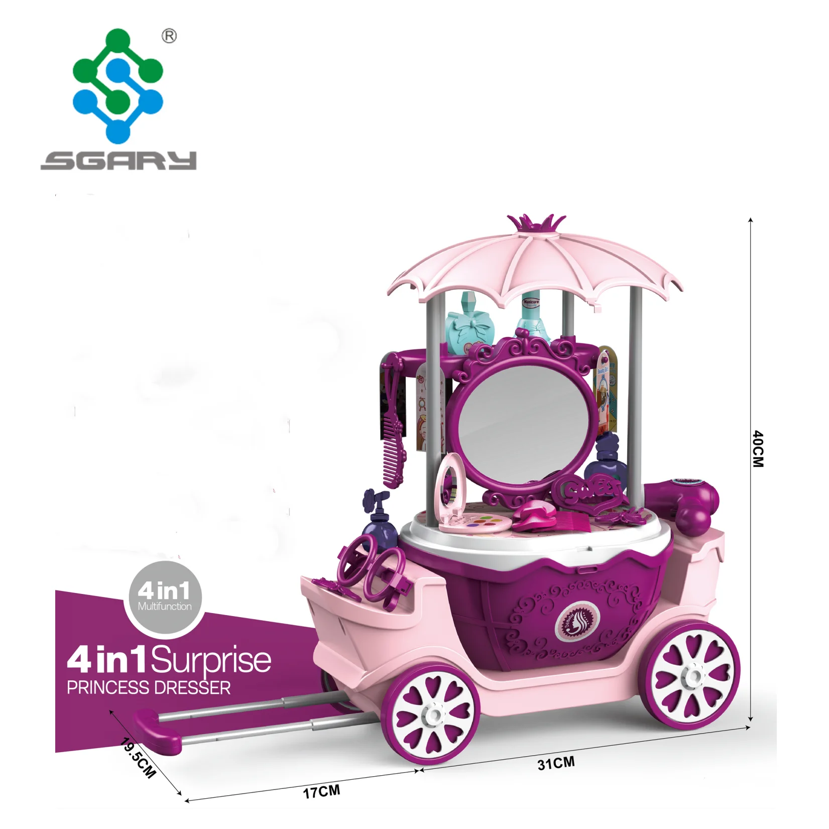 Kids play house girl pretend play 31PCS pretend princess cart dresser toy makeup table toy dressing table