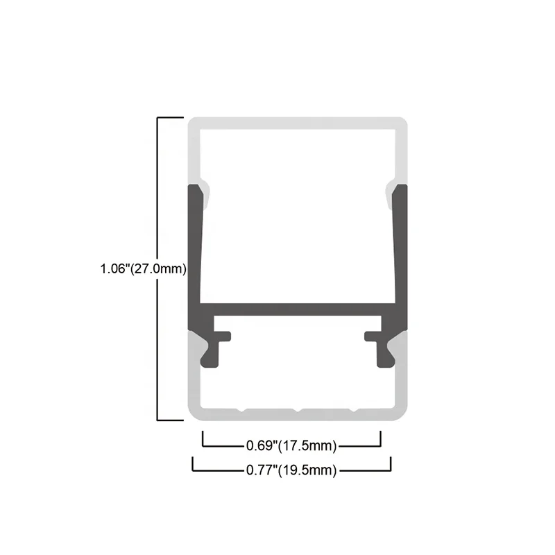 Surface Mounted Flat Low LED Light Housing Wardrobes Aluminium with PC Frosted Cover LED Strip Aluminium Profile
