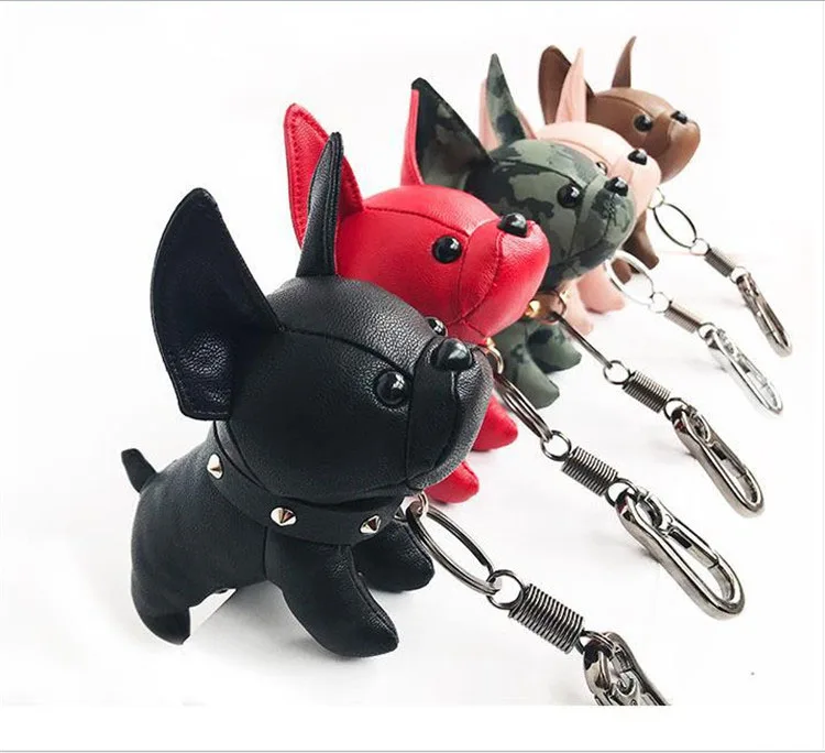 
Pu Leather Black French Bulldog Foot Dog Claw Live Animal Leather Bulldog Dog Keychain 