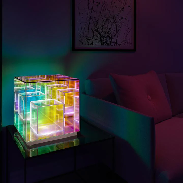 New Modern Restaurant Cube Desk Lamp Acrylic Magic Cubes Led Colorful Night Light Decorative Acrylic Table Lamp