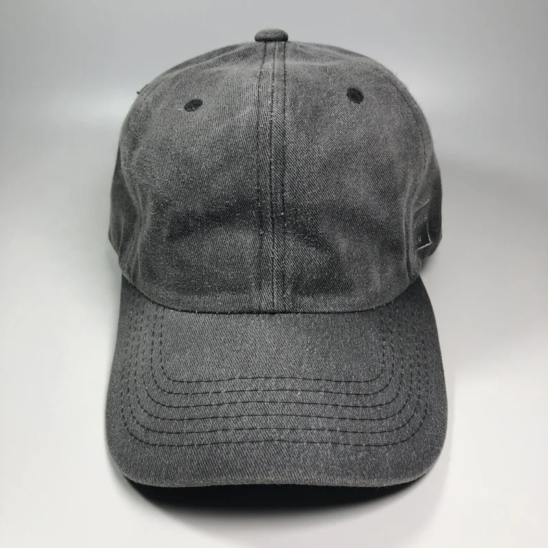 Wholesale fashion plain blank gray embroidery washed denim baseball cap hats