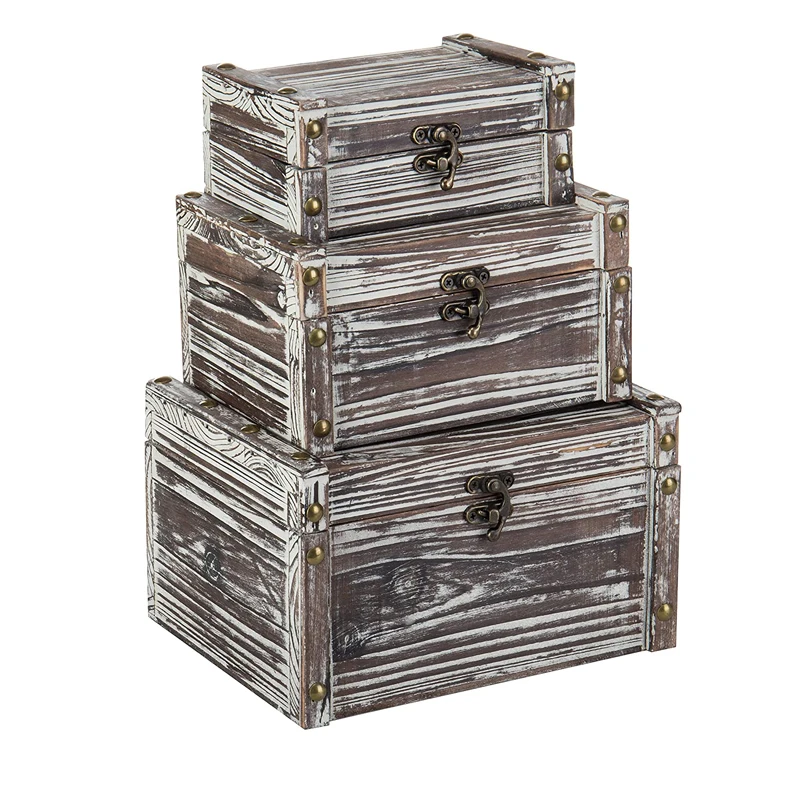 Роскошная деревянная коробка в винтажном стиле с кожаным украшением