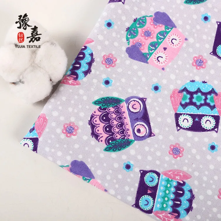 Designer Fabric, 2 side animal owl pictures printed nursery flannel fabric for children pajamas
