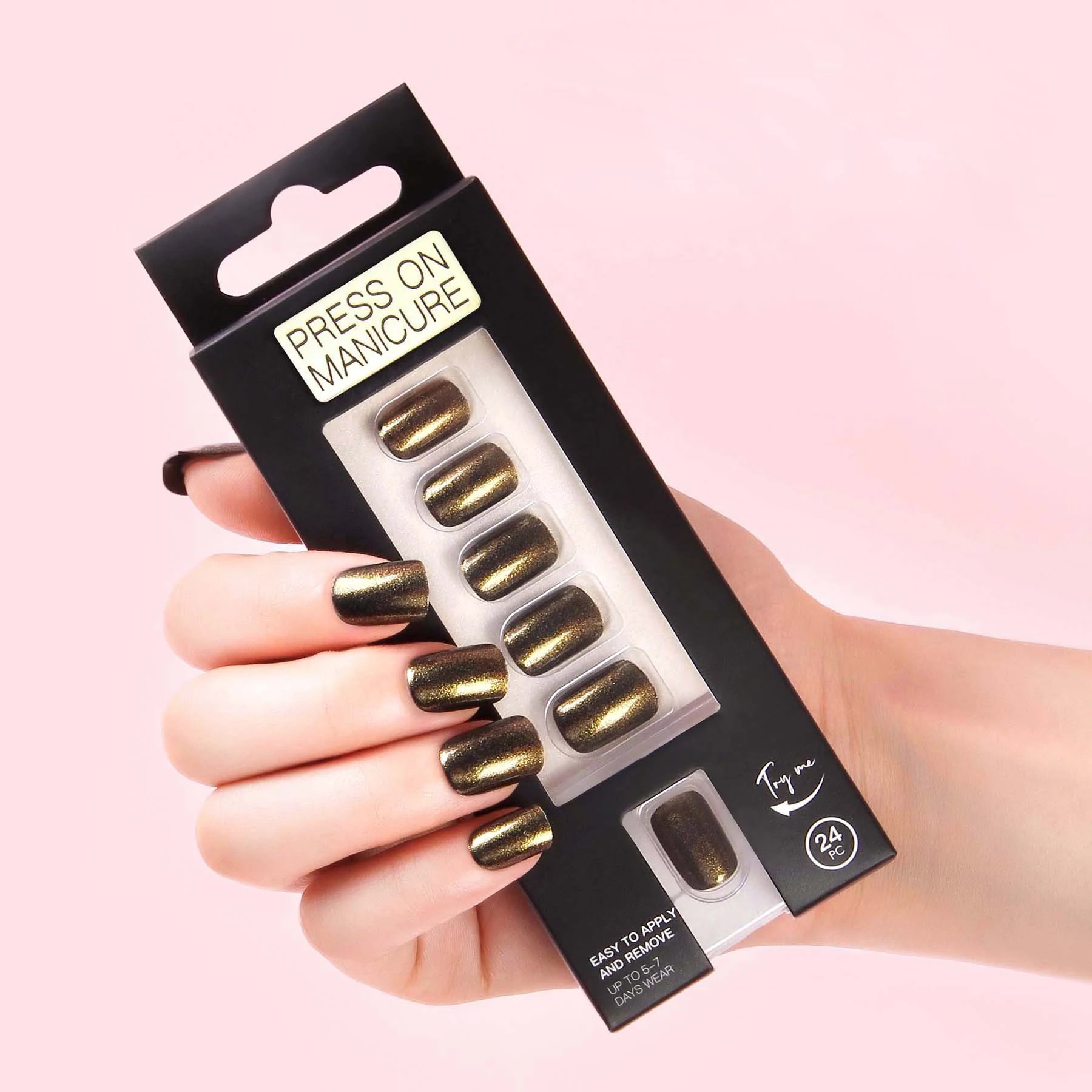 NEW hight quality 24 pieces Mirror almond nails with scales and neutral packaging false nails