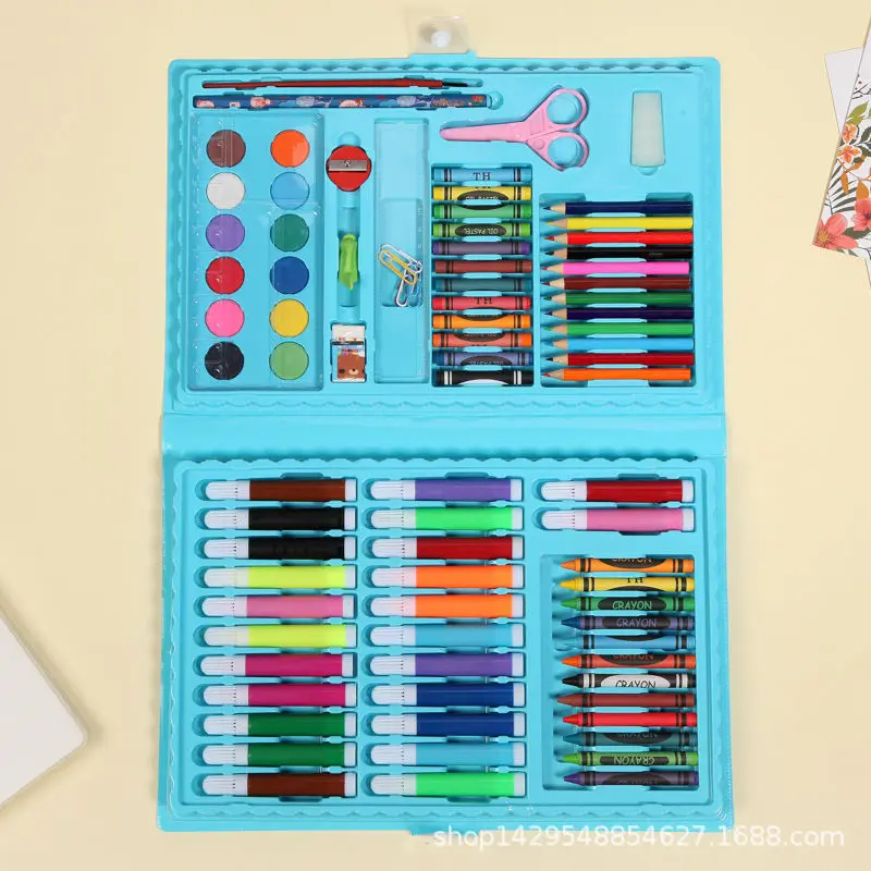 208 pcs art factory wholesale Double Sided Trifold Easel Art Set Portable Painting & Drawing Kit for Kids