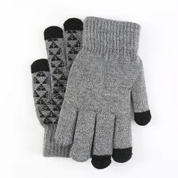 Europe and the United States plus size thickening winter riding knitted touch screen gloves warm texting elastic non-slip gloves