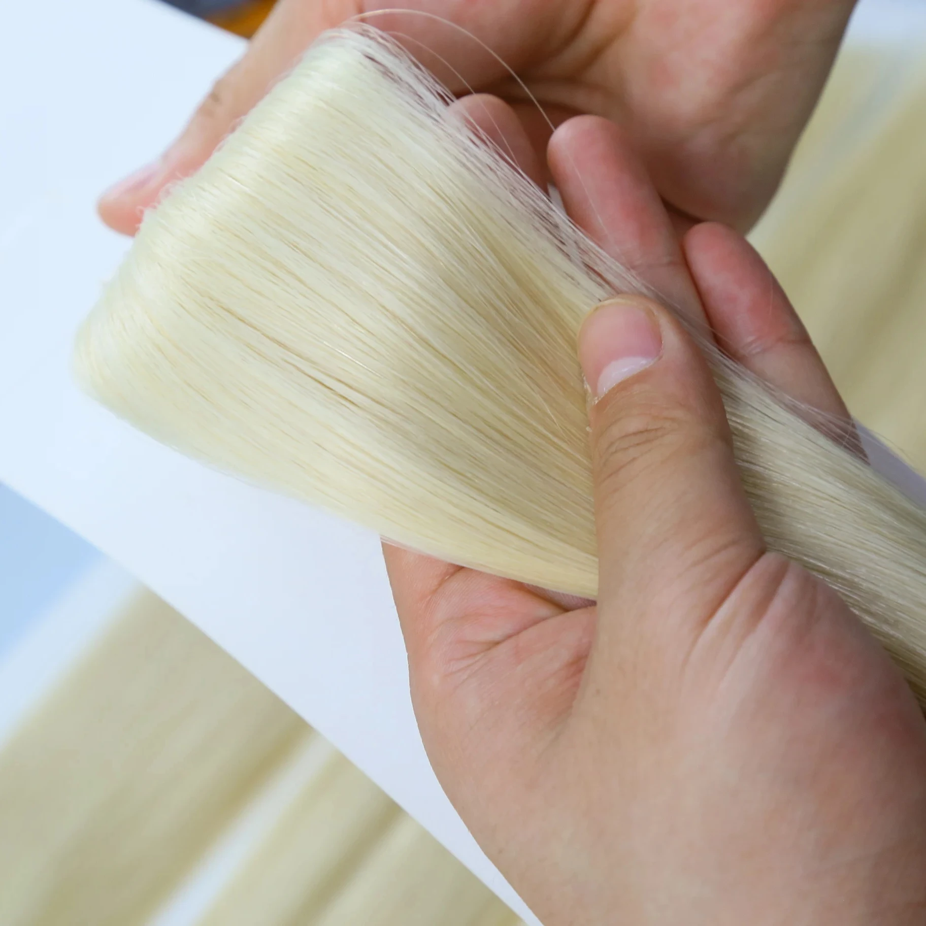 #1001  3X1CM Small Tape in Hair Extensions Light Blonde Color Russia Hair With Double Drawn Full End