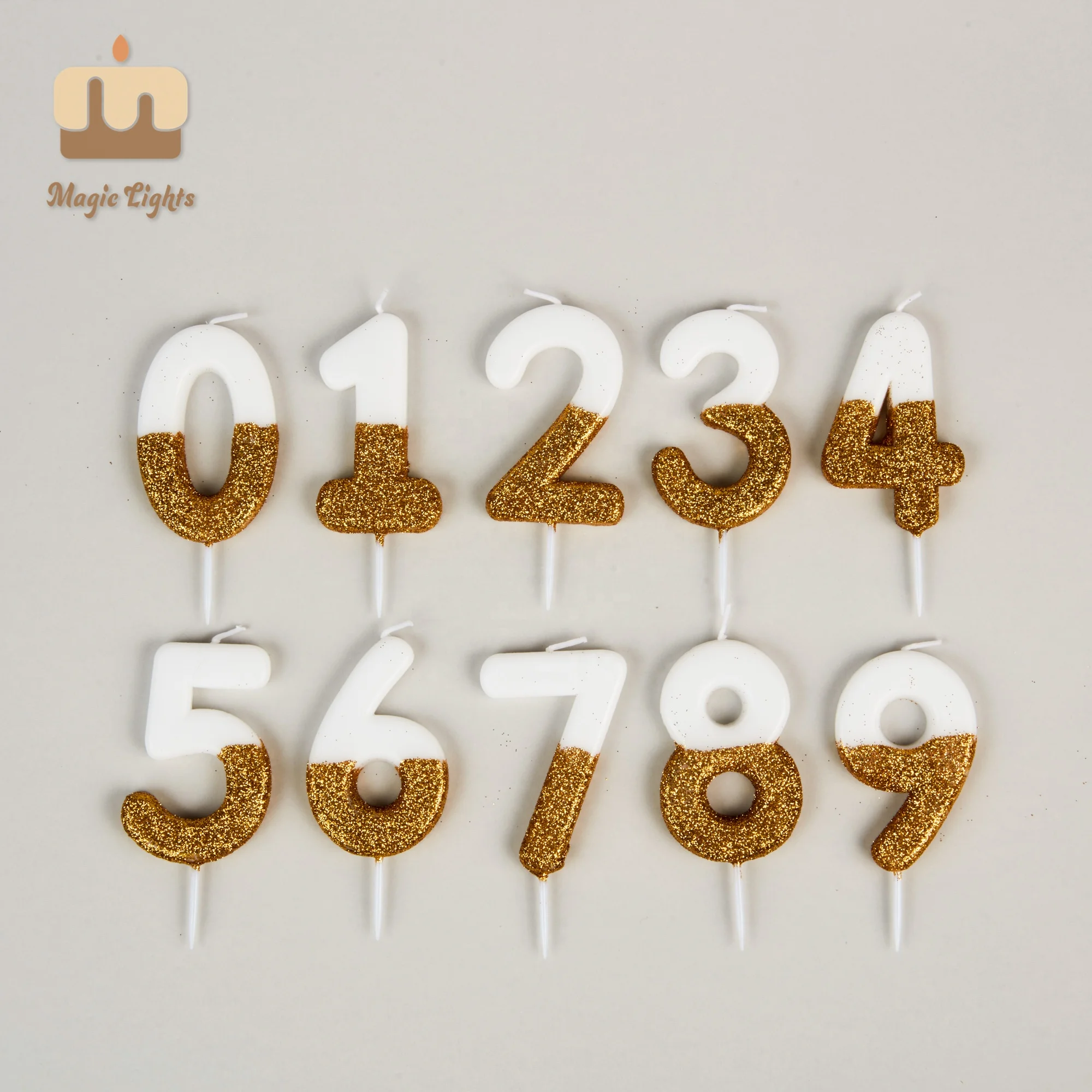 Free Sample Gold Glitter Big Unique Number Birthday Candles UK