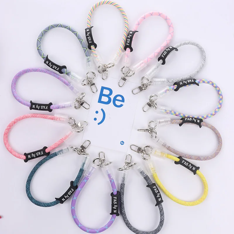 New custom hand-woven keychain colorful coin purse lanyard fashion color universal smart anti-lost mobile phone wrist rope