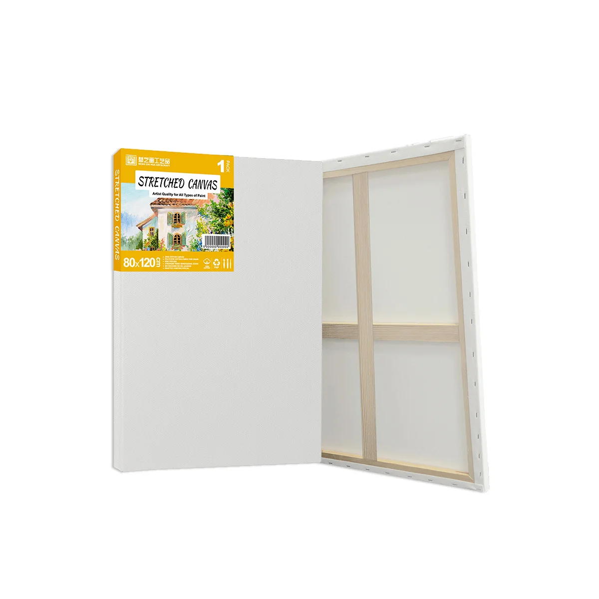 Mengzhihua Economy and Cheap Custom Size Solidwood Canvas Frame, Triple-Primed Cotton Canvas Acid-Free Blank Canvas for Painting