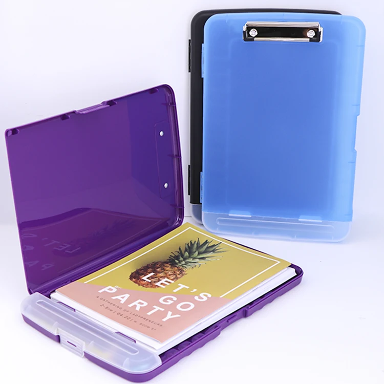Free Sample Office Transparent A4 A3 Plastic Desk Organizer Folders Clip Board With Storage document File Box