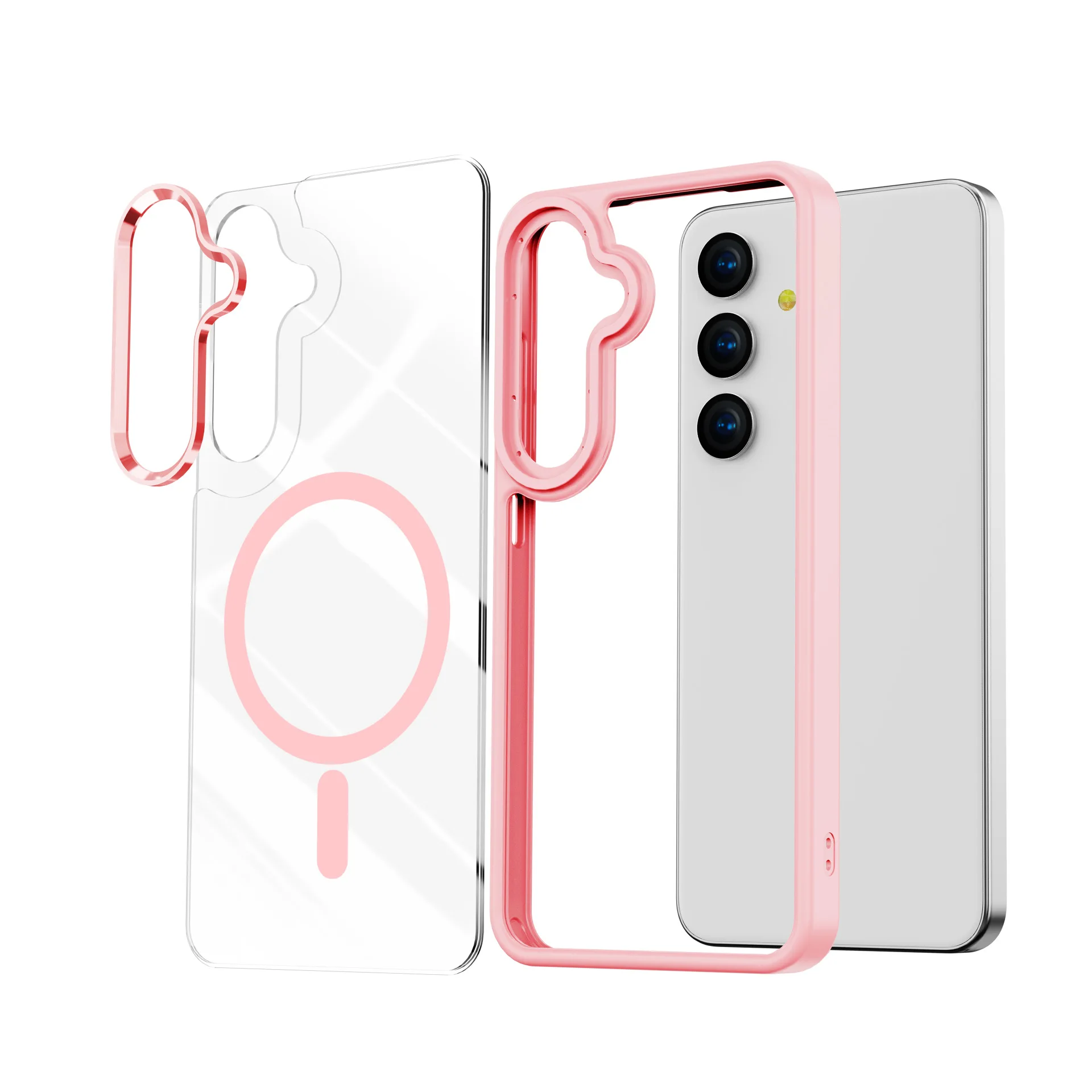 For Samsung s24ultra case transparent magnetic cell phone case gold shield s24 metal anti-fall wholesale case