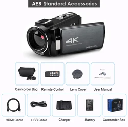 AE8 Digital 4K UHD Camcorder Ghost Hunting Infrared Night Vision Wifi Video Camera