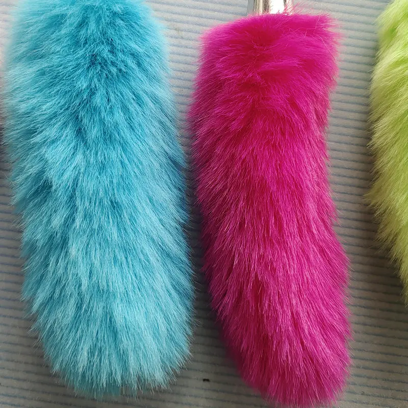 dyed lucky rabbit feet fur key chain pendant custom plush decoration rabbit foot keychains