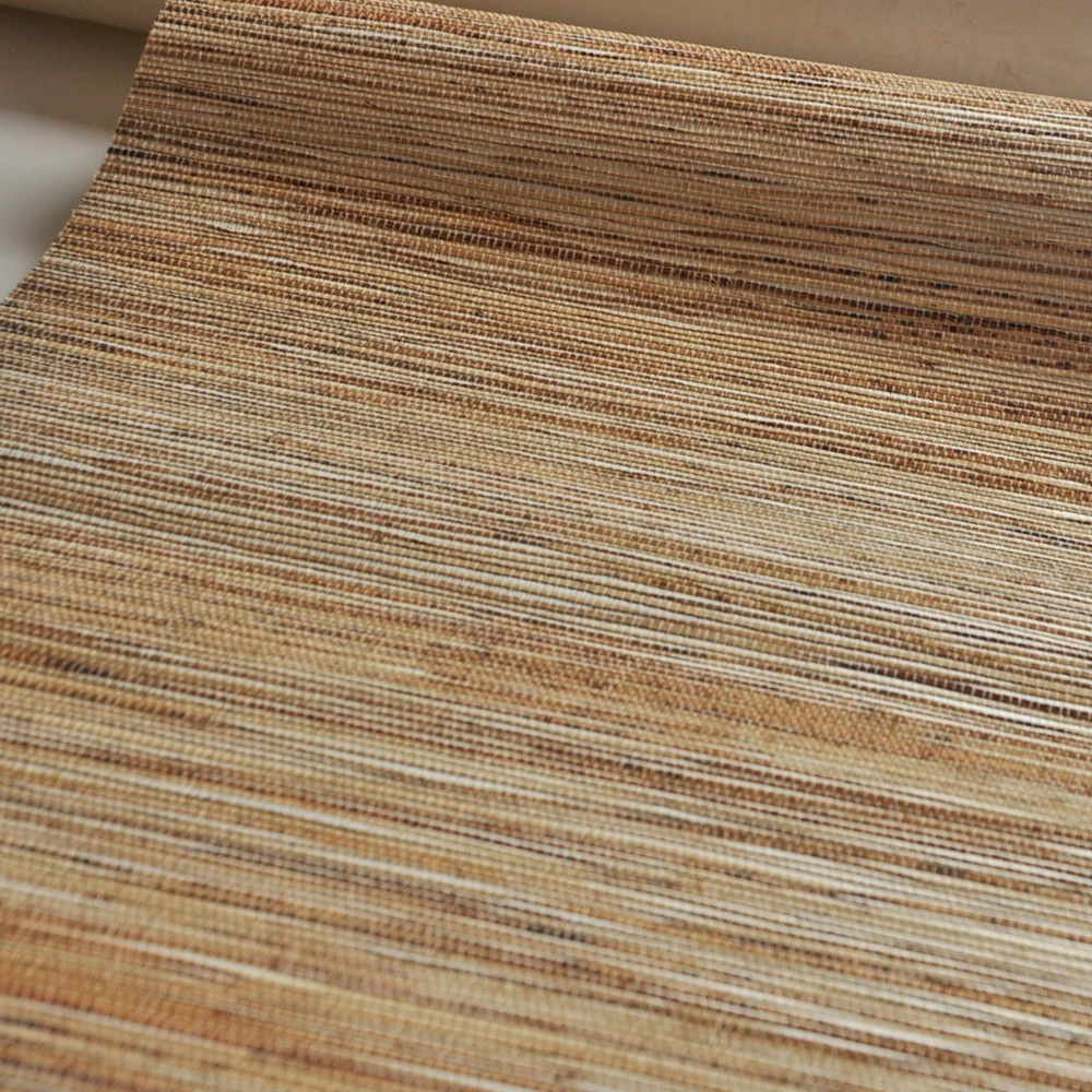 Free Sample MY WIND Wallcovering Natural Grasscloth Green Amber Raw Hemp Home Decoration Wallpaper