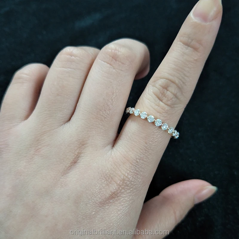 Starsgem Hot Selling Trendy Real 9K Gold Synthetic Diamond Simple Rings