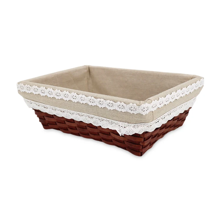 Rattan picnic basket hand-woven small wicker storage basket with lining