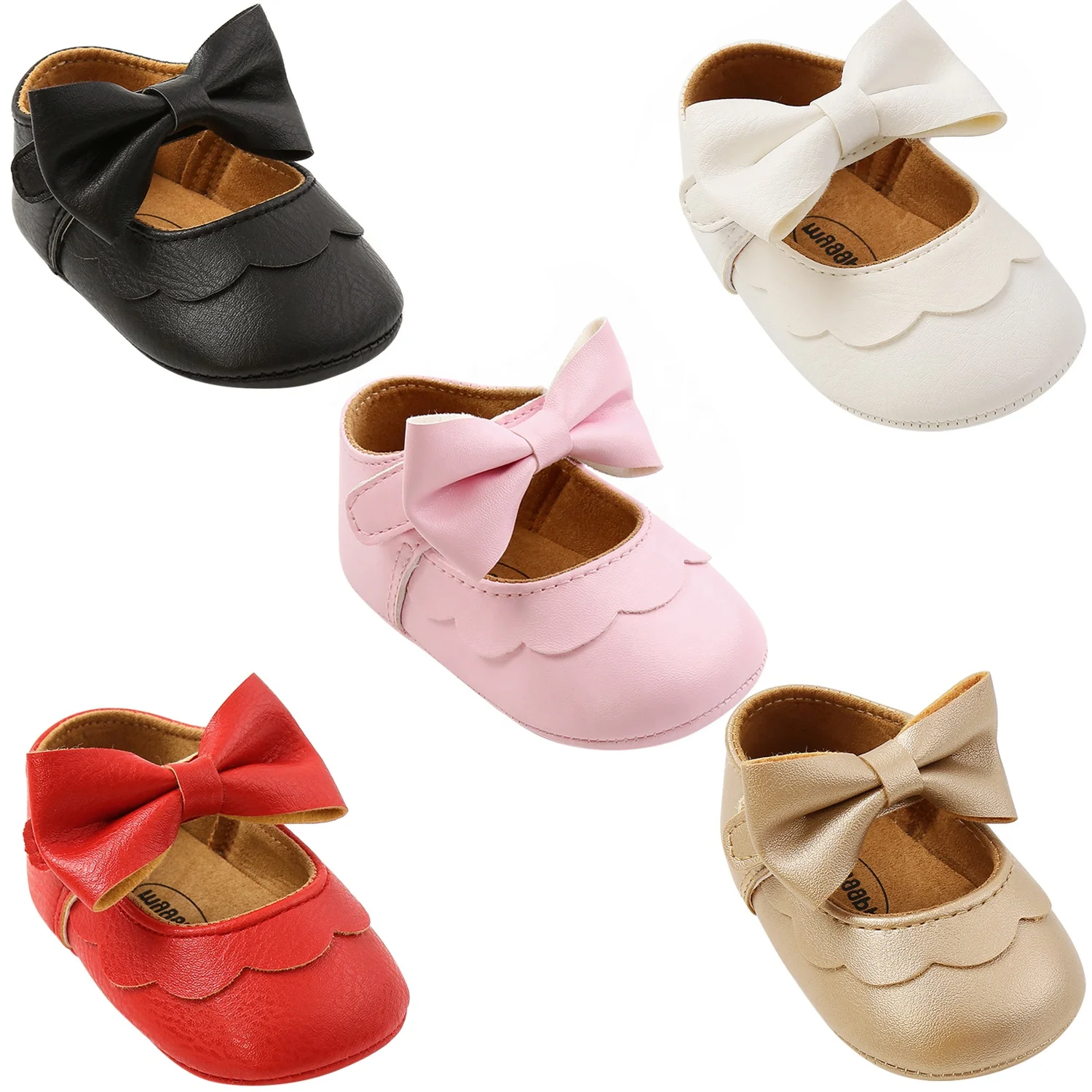 Hot Selling Oem Anti slip Girls Knot Bow Princess Newborn Baby Shoes
