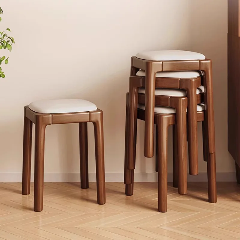 Sale Luxury Contemporary Oak Wood Footrest Stool High Density Foam Comfort Dressing Room Stool for Bedroom & Living Room