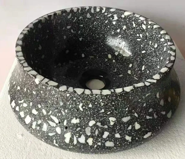 New style concrete countertop basin terrazzo bathroom hand wash sink round basin