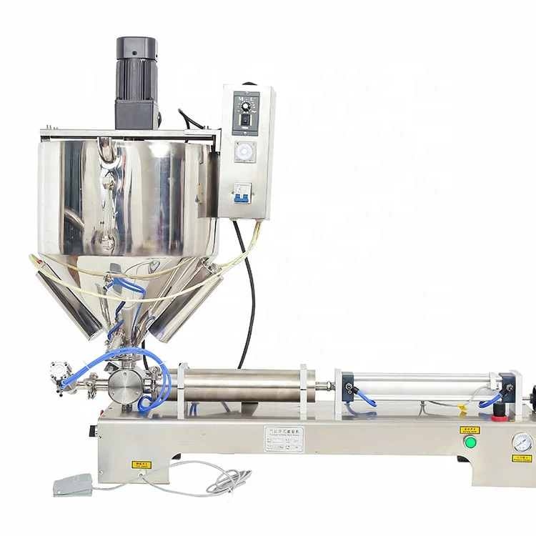 Pneumatic lotion shampoo gel filling body cream sauce jam filler cosmetic honey paste filling machine with heating mixer