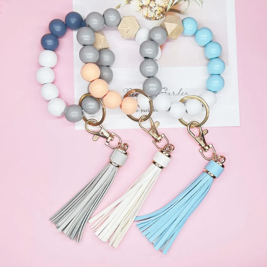 Lilangda 2023 Designs Key Chain Bracelets And Women Silicone Beaded Bracelets And Key Rings With Leather Tassels 3d Silicone Key