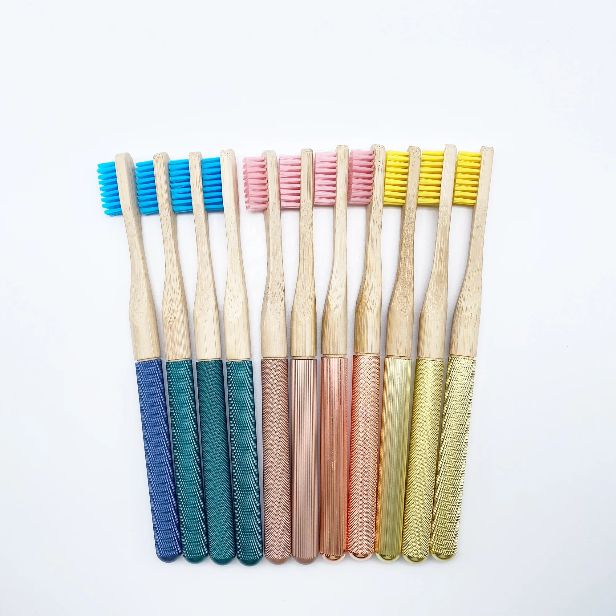 2022 Aluminium Bamboo Toothbrush, Metal Handle Bamboo Toothbrush With Replacement Brush Head