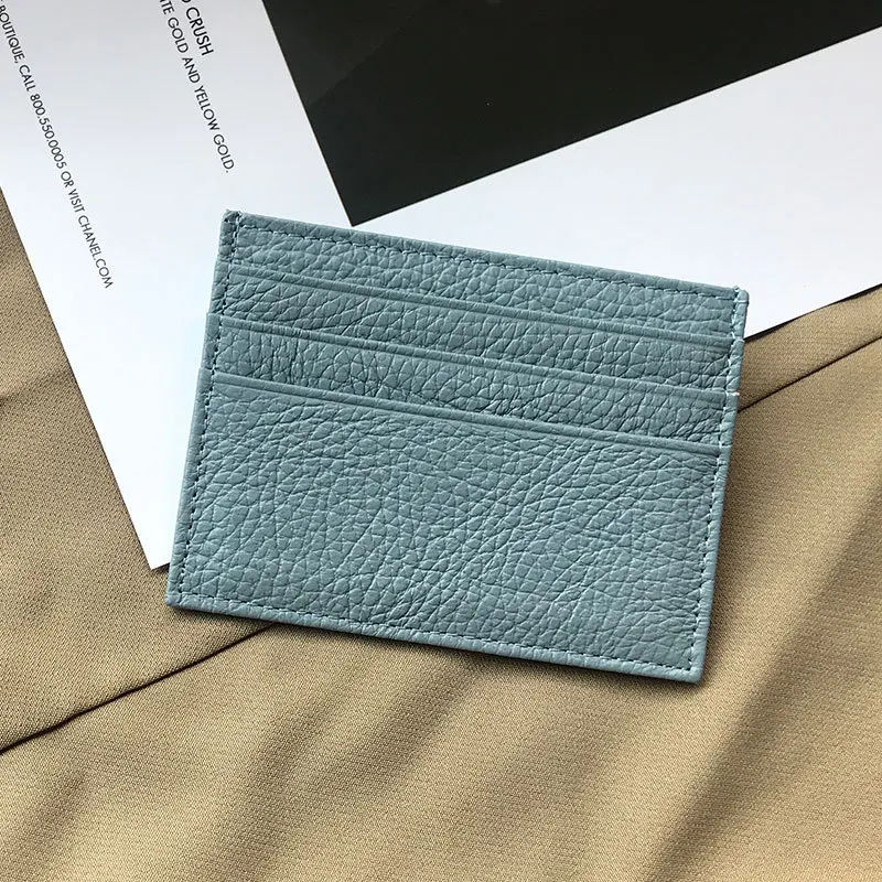 Vintage cowhide leather card holder with multiple simple wallet card slots