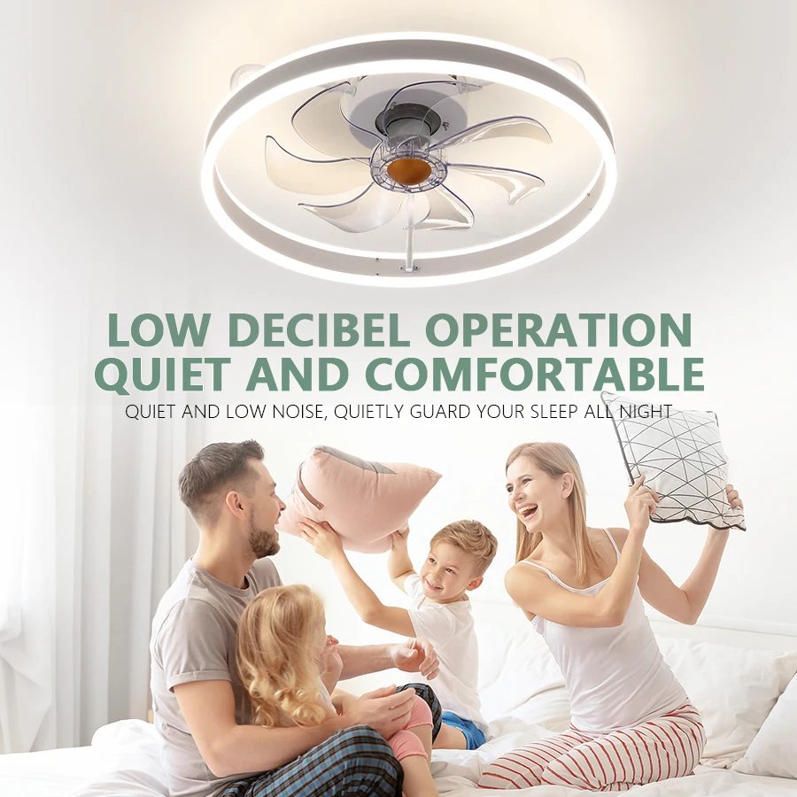 Low Profile Ceiling Fan with Light and Remote Control, Flush Mount Ceiling Fan Modern Style for Bedroom Kitchen and Living Room