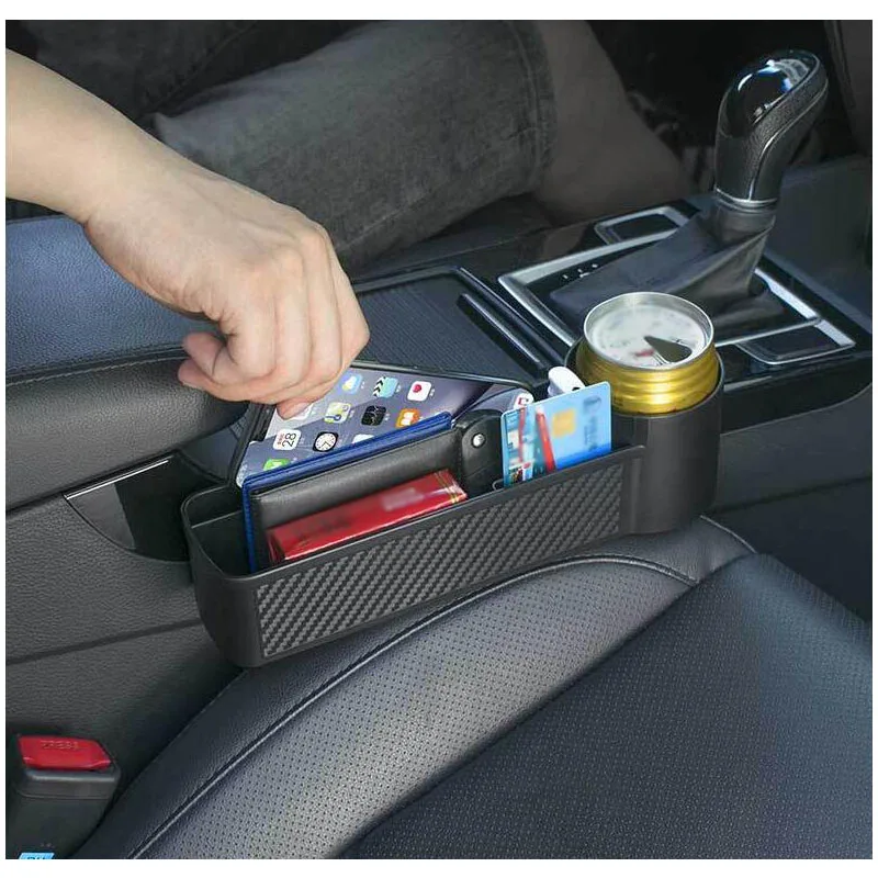 Universal Car Interior Seat Side Storage Box Gap Filler Organizer With Cup