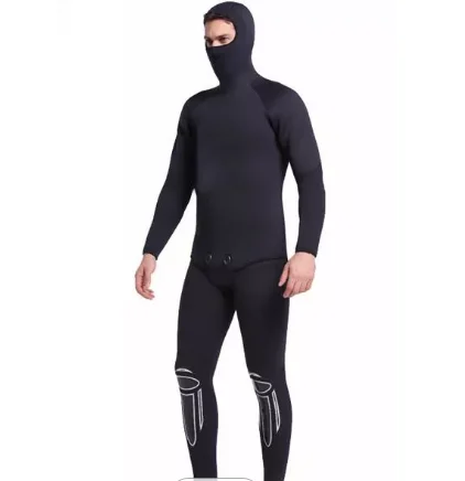 Wetsuits Men 5/4 Wetsuit 2 piece Half Body with Hood Spearfishing Diving Suit Neoprene Diving Surfing Wetsuits