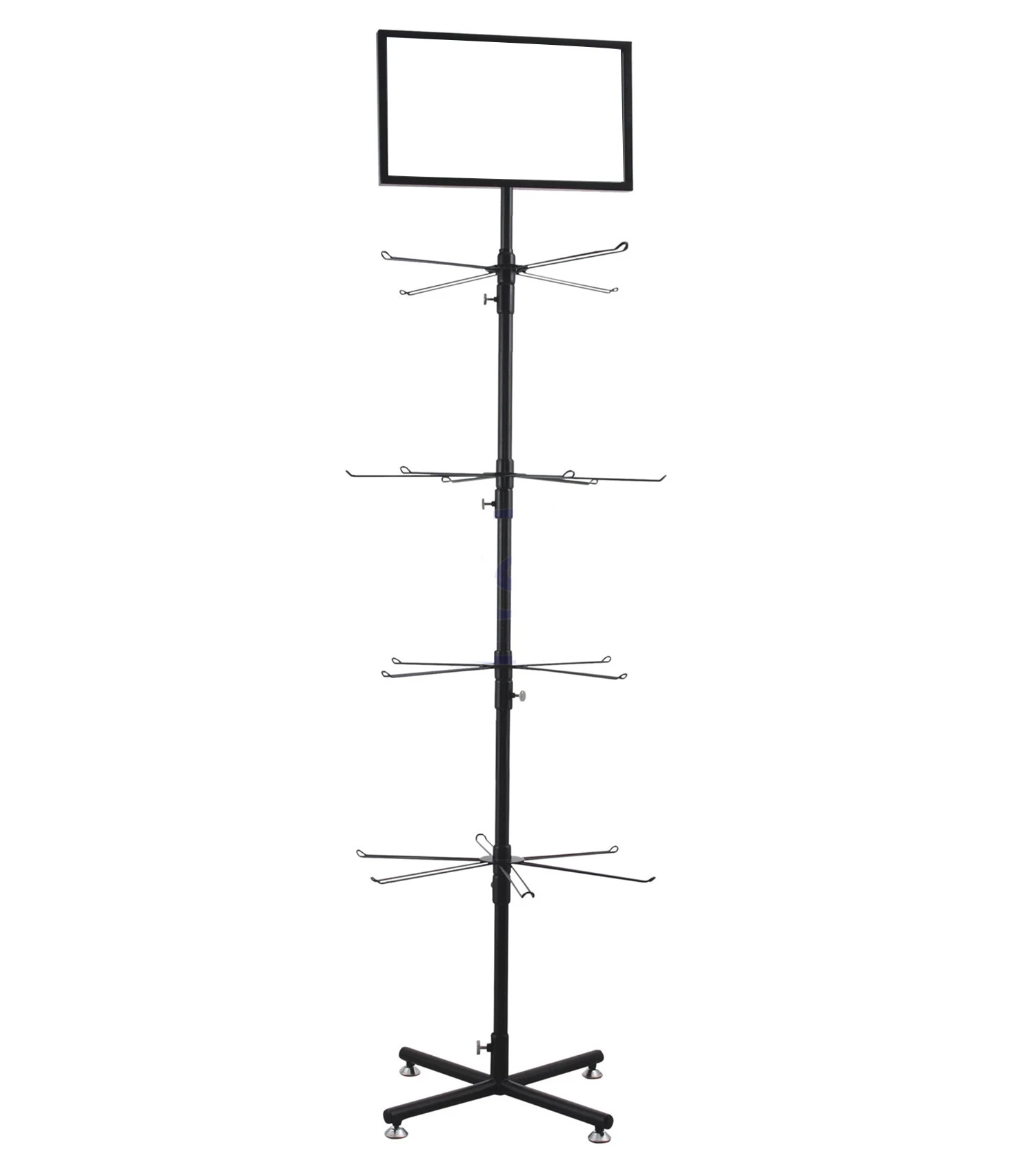 Retail Shops Floor Standing Metal Wire Hooks Rack Rotating Display Stand For Candy Snack Jewelry