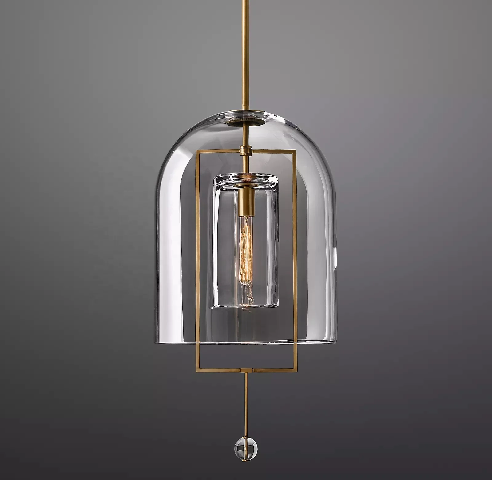 Fulcrum Grand Pendant Lamp Crystal Lighting Antique Solid Brass Ceiling Fixture Chandeliers Hanging Lights Bell Glass Lighting