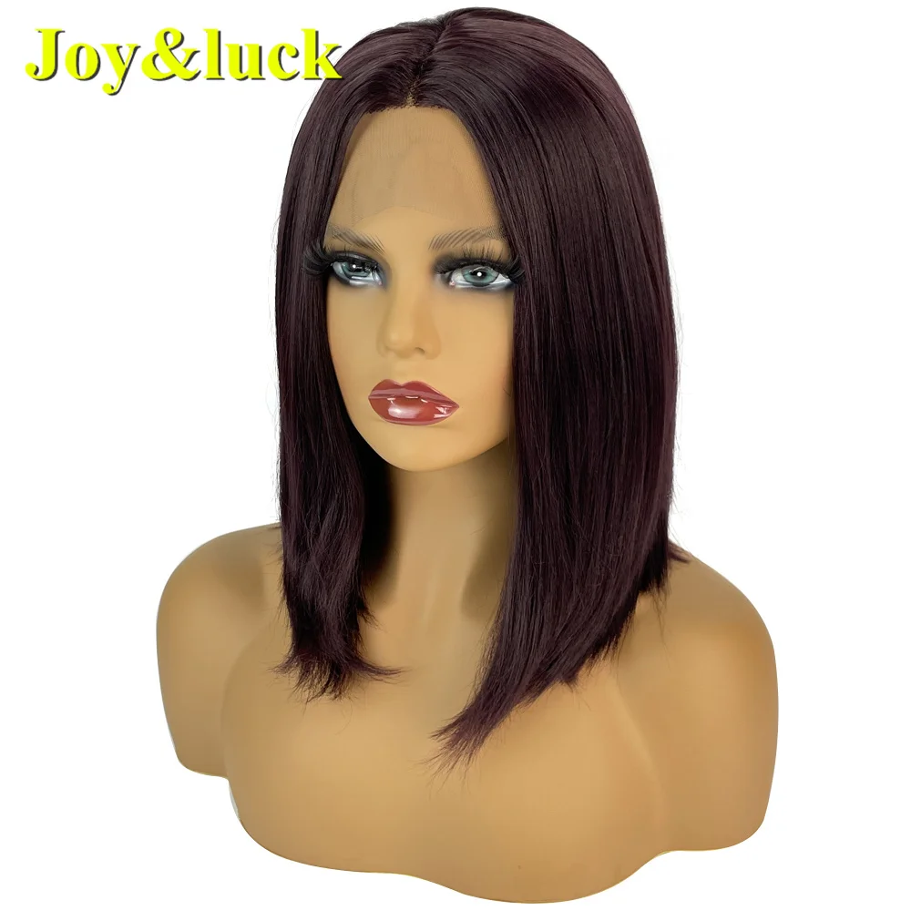Wholesale Price Lacefront Wig For Women Daily Life Side Part Natural Short Deep Curl Brown Lace Front Synthetic Ladies Hair Wigs