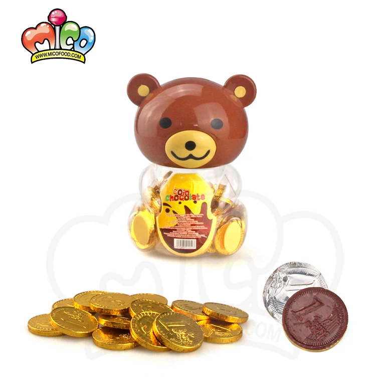 Cartoon bear mini gold coin shape chocolate