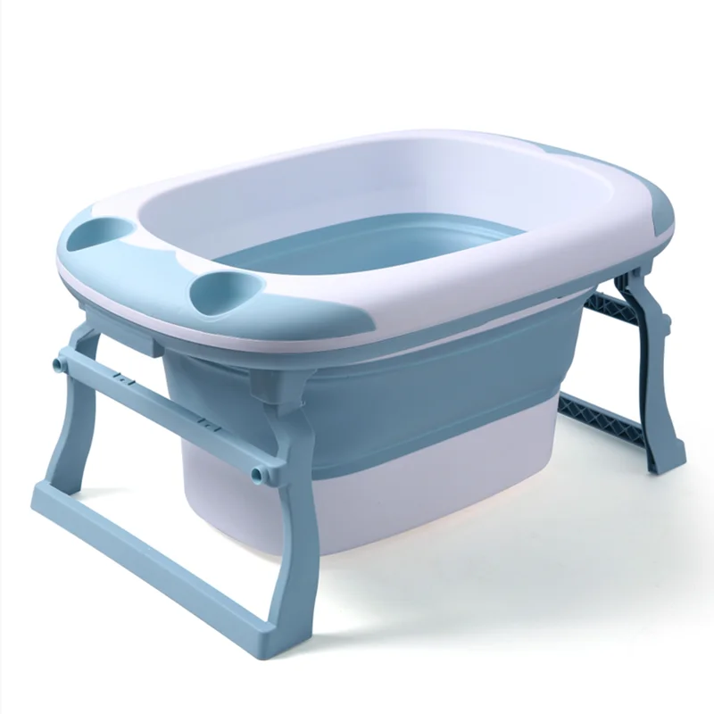 
2In1 Function Folding Kids Plastic High Bath Tub Bucket Collapsible Baby Bathtub With Seat 