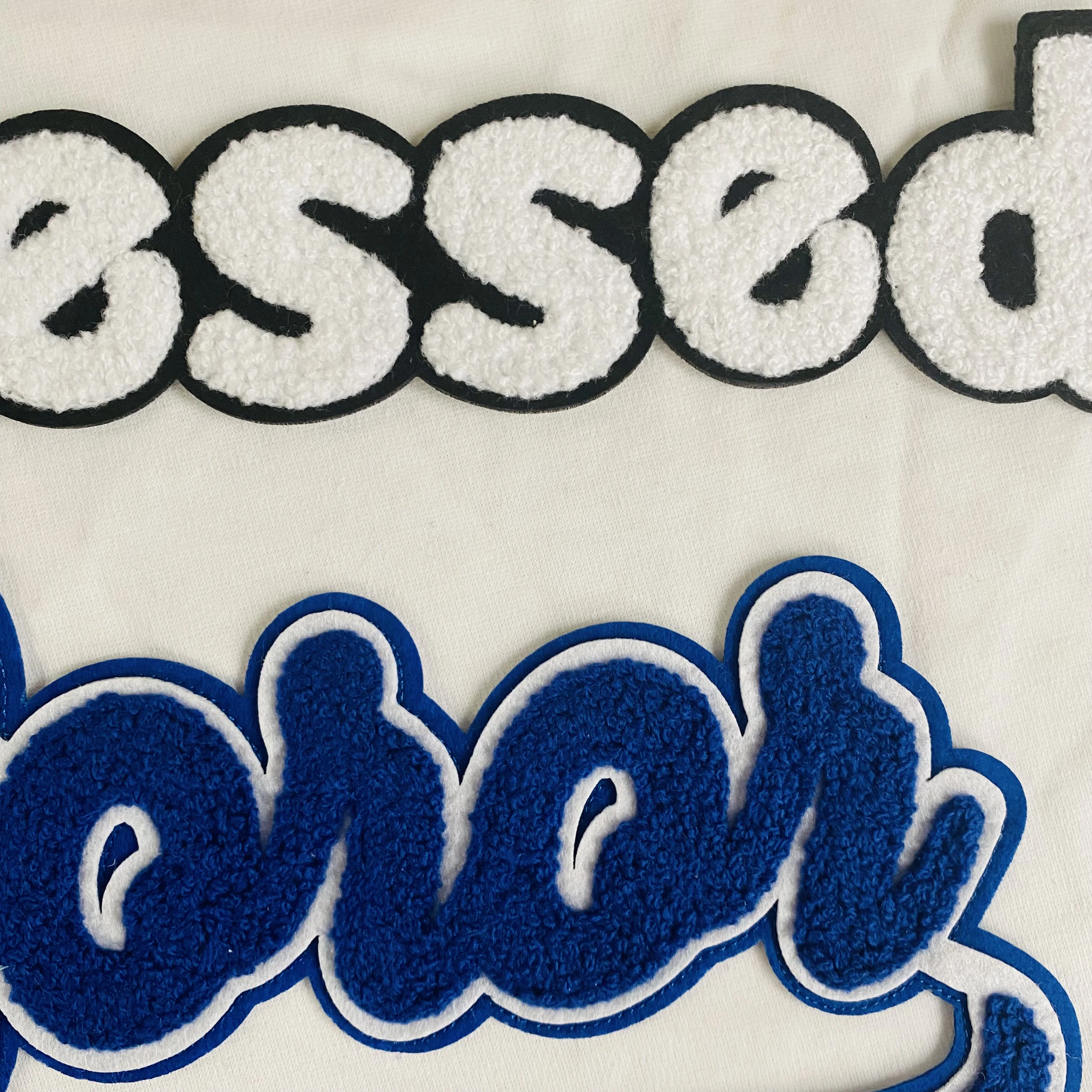 Designer Custom Heat Transfer Chenille Embroidery Patch Woven Letter Logo Patch Iron On Chenille Patches