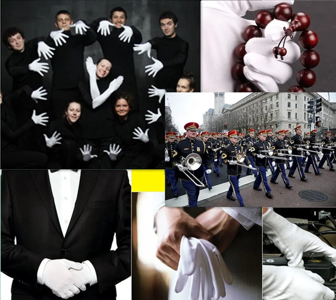 White Soft Mittens Jewelry Inspection Stretchy Work  Cotton Gloves