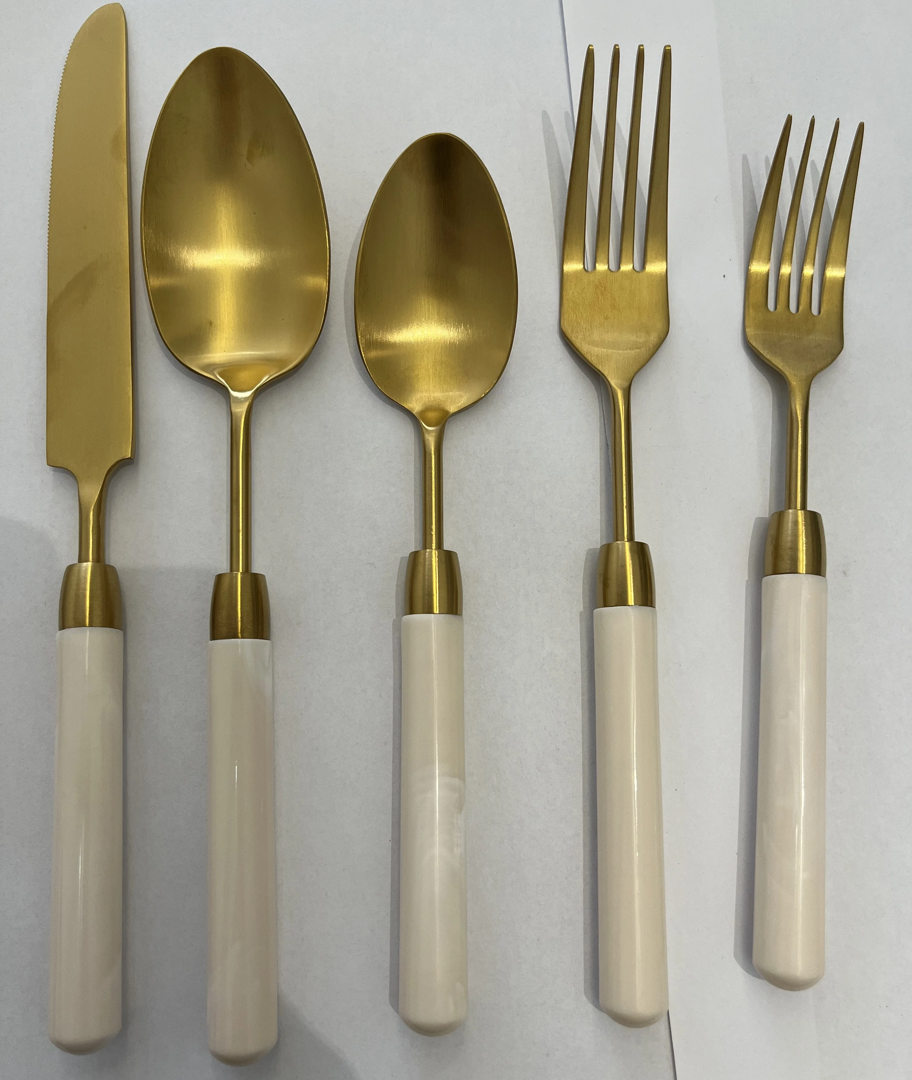 wedding stainless steel 304 pink ivory black olive green cutlery flatware  plastic acrylic abs round handle silverware