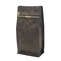 16oz wholesale custom printed Black side gusset stand up pouch ziplock with valve zipper flat block bottom coffee packaging bag