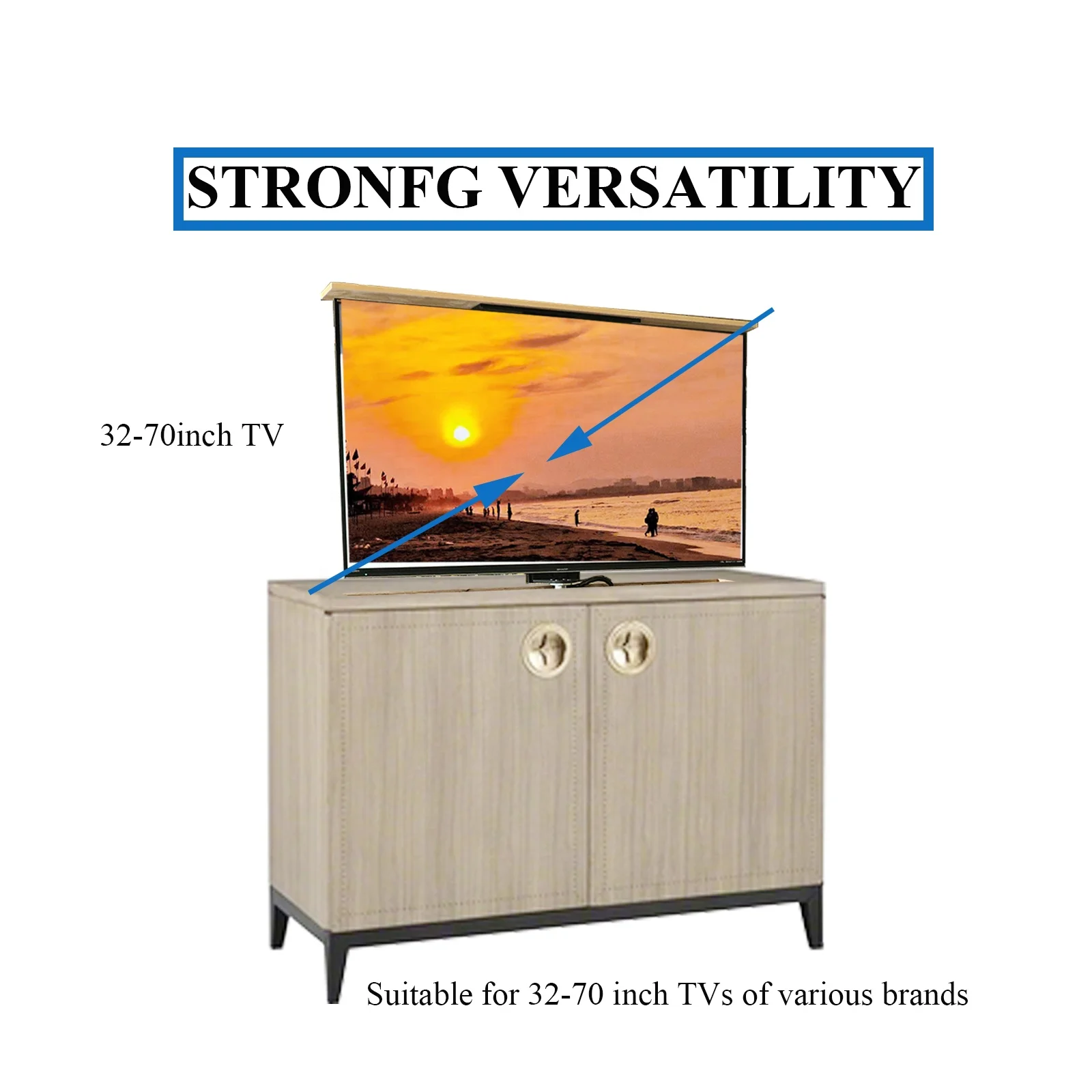 Hidden Up Down TV Mount Cabinet TV Bracket Under Bed Motorized TV Lift with Remote Control