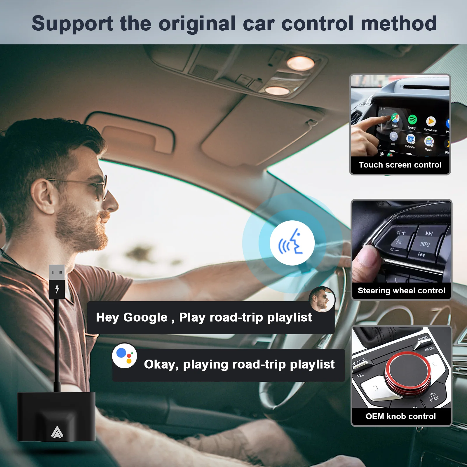 Высококачественный портативный беспроводной адаптер Carplay Dongle Android Auto