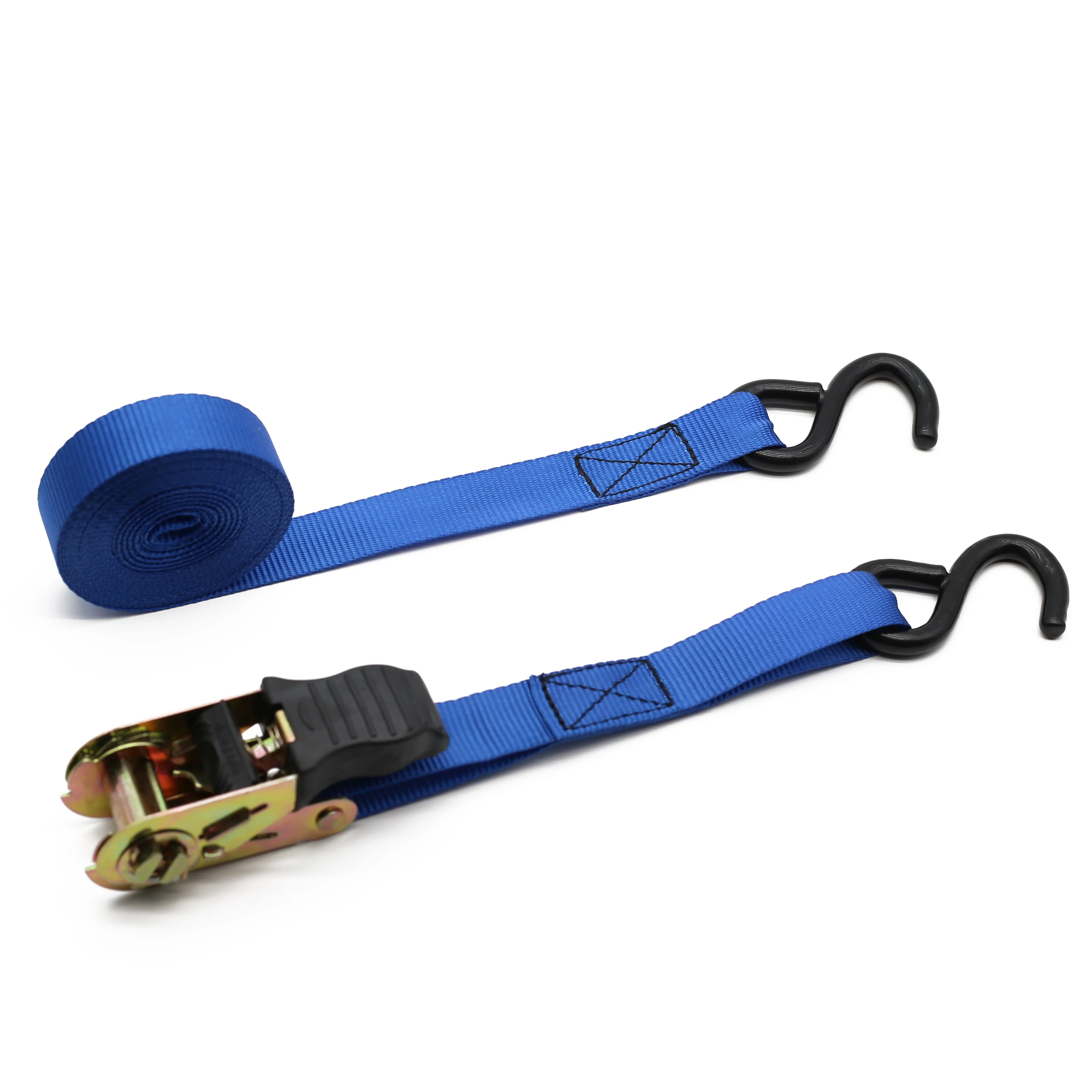 OEM Blue Color Cargo Lashing Belt Ratchet Tie Down Straps With Hooks