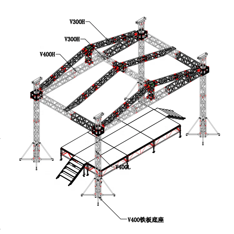 30x30 Aluminum Trusses Black Stage Truss For Light Outdoor Lighting Truss Full Stage System